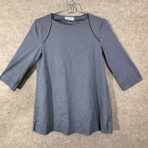 Georges Rech Striped Tunic Top Womens Size 38 Blue White 3/4 Sleeve Minimalist